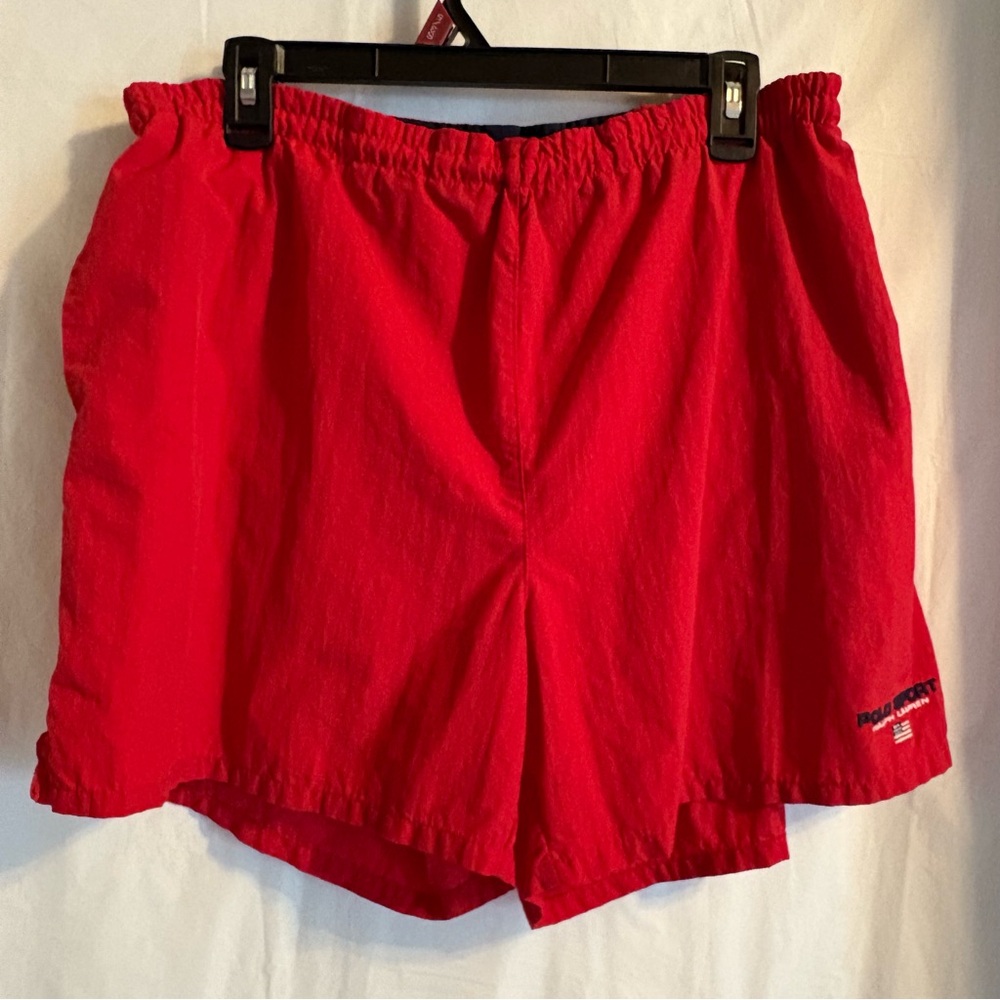 Vtg Polo Sport Ralph Lauren Swim Trunks Shorts Mens Large Red‎ Embroidered Flag
